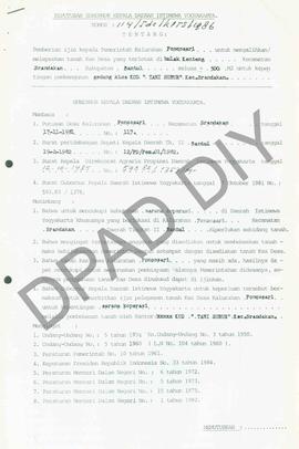 Surat Keputusan Gubernur DIY No. 114 /Id2/KPTS/1986 tentang pemberian ijin kepada Pemerintah Kalu...