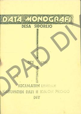 Data monografi Desa/Kelurahan Sidoredjo Kecamatan Lendah Kabupaten   Kulon Progo bulan Desember 1...