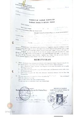 Pemerintah Daerah Kabupaten Dati II Kulon Progo No. K-1532/ 632.85/ VI/ E tentang Pendirian Gedun...