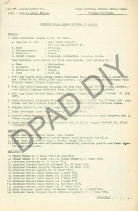 Surat Keputusan Gubernur Kepala  Daerah Istimewa Yogyakarta Nomor : 478/SK/HM/BPN/1991 tanggal 15...