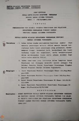 Surat Keputusan Kepala Kantor Wilayah Departemen Penerangan Daerah Istimewa Yogyakarta Nomor : 03...