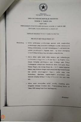 Undang-Undang Republik Indonesia Nomor 12 Tahun 1994 tentang Perubahan Undang-Undang Nomor 12 Tah...