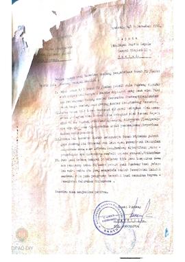 Surat dari Camat Pundong No. …./ 559.2a/ 1978 tanggal 6 Desember 1978 kepada Bupati Kepala Daerah...