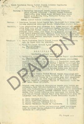 Surat Keputusan Kepala Daerah DIY No 290/1973 tanggal 26 Juli 1973 tentang pemberian tunjangan ke...