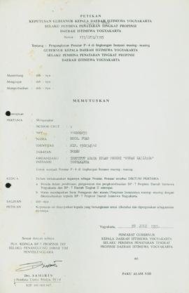 Petikan Keputusan Gubernur Kepala Daerah Istimewa Yogyakarta selaku Pembina Penataran Tingkat Pro...
