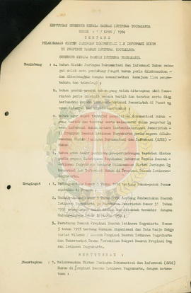 Keputusan Gubernur Kepala Daerah Istimewa Yogyakarta Nomor 1/KPTS/1994 Tentang Pelaksanaan Sistem...