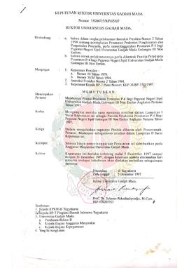Surat Keputusan Rektor Universitas Gadjah Mada Nomor : UGM/35/KP/05/07 tentang Pembentukan Paniti...