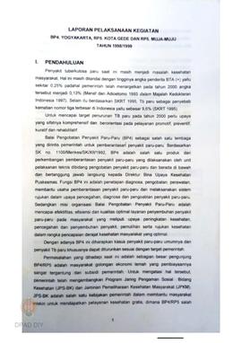 Laporan tahunan pelaksanaan kegiatan unit pelaksanaan teknis tahun 1998/1999 BP4 Yogyakarta, Ruma...