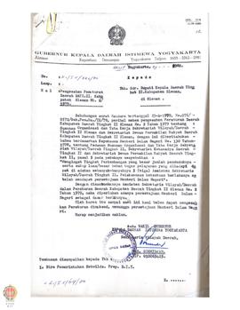 Surat nomor K1 / I.5/323/80 tanggal 29 Januari 1980 dri Sekwilda atas nama Wagub. DIY kepada Bupa...