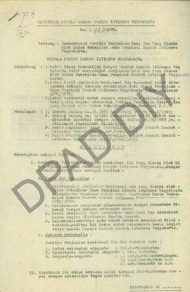 Surat Keputusan Kepala Daerah DIY No. 403/1973 tanggal 22 Oktober 1973 tentang pembentukan paniti...