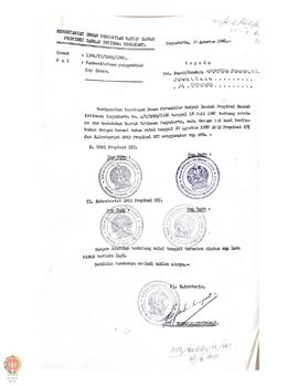 Surat dari DPRD Provinsi DIY kepada Assekwilda Bidang Umum tentang pemberitahuan penggantian cap ...