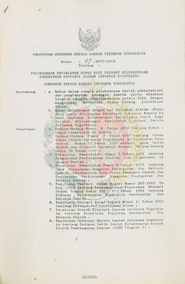 Surat Keputusan Gubernur Kepala Daerah Istimewa Yogyakarta nomor : 97/KPTS/1993 tentang pelaksana...