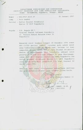 Surat dari Penanggung Jawab Sementara Pembantu Rektor II atas nama Rektor IKIP Yogyakarta kepada ...