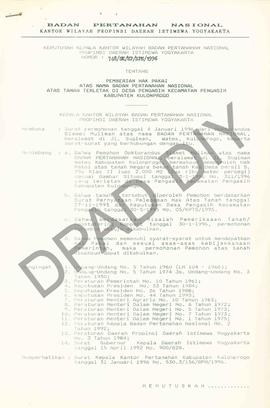 Surat Keputusan Kepala   Kantor Wilayah Badan Pertanahan Nasional Provinsi DIY. No : 748/SK / HP ...