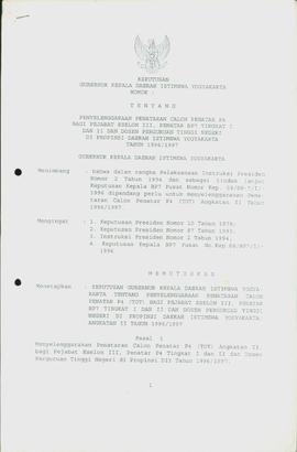 Berkas Surat Keputusan Gubernur Kepala Daerah Istimewa Yogyakarta Nomor : - tentang Penyelenggara...