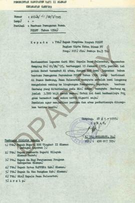 Surat dari Kecamatan Gamping Pemerintah Kabupaten Dati II Sleman  kepada Pimpinan Proyek P2LDT Ba...