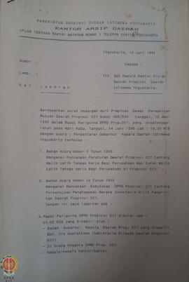 Surat dari Hardjomargono, BA kepada Kepala Kantor Arsip Daerah Provinsi Daerah Istimewa Yogyakart...