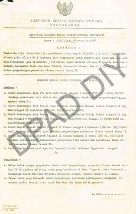 Surat Keputusan Gubernur Kepala Daerah Istimewa Yogyakarta            Nomor: 29/ldz/KPTS/1988 ten...