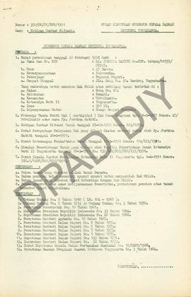 Surat Keputusan Gubernur Kepala  Daerah Istimewa Yogyakarta Nomor : 350/SK/HM/BPN/1991 tanggal 3 ...