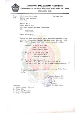 Surat dari Rektor Universitas Sarjanawiyata Tamansiswa kepada Kepala BP-7 Daerah Istimewa Yogyaka...