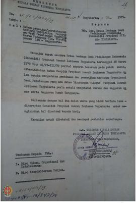 Surat Gubernur Kepala Daerah Istimewa Yogyakarta nomor : K1/ I.5/ 1262/ 1973 kepada Ketua Lembaga...