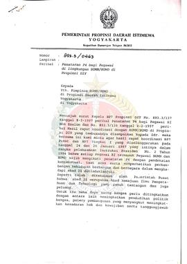 Surat dari Sekretaris Wilayah/Daerah yang bertindak atas nama Gubernur Kepala Daerah Istimewa Yog...