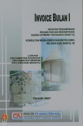 Invoice Bulan I – VI Kegiatan Pendampingan Rehabilitasi dan Rekonstruksi Daerah Istimewa Yogyakar...
