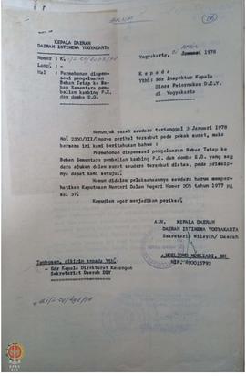 Surat dari Gubernur KDH DIY kepada Kepala Dinas Peternakan DIY  tentang permohonan dispensasi pen...