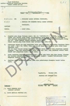 Nota Dinas dari Irstanas DPB Gubernur Daerah Istimewa Yogyakarta kepada Inspektorat Wilayah Propi...
