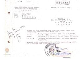 Surat undangan dari Wkil Ketua DPRD Tingkat II Bantul No. 005/1358 tanggal 1985 kepada Sekwilda T...
