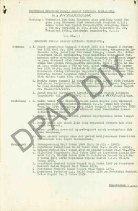 Surat Keputusan Gubernur Kepala DIY, No. 815/Hak/Kpts/1982 tanggal      31 Juli 1982 tentang Pemb...