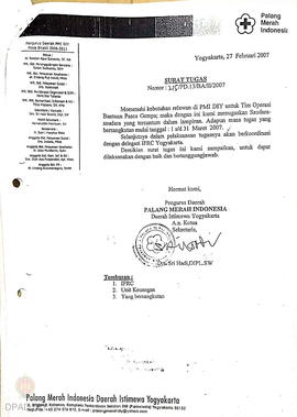 Surat otorisasi/bukti pembayaran kepada Hari Eko Yulianto PMI DIY untuk pembayaran perdiem relawa...