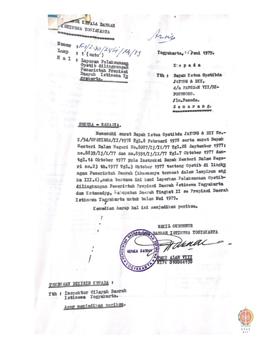 Surat Wakil Kepala Daerah Provinsi DIY: 1.  No. K1/ I. 30/ 2461/ Rhs/ 79 tanggal 25 Juni 1979 kep...