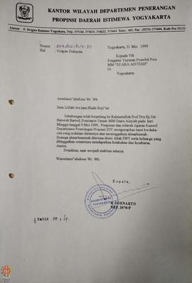 Surat dari Kepala Kantor Wilayah Departemen Penerangan Daerah Istimewa Yogyakarta kepada Pengurus...
