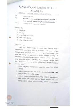 Surat tentang kampanye untuk memperkenalkan caleg PDIP Dapil Pusat Sdr. Juwarto Caleg Provinsi da...