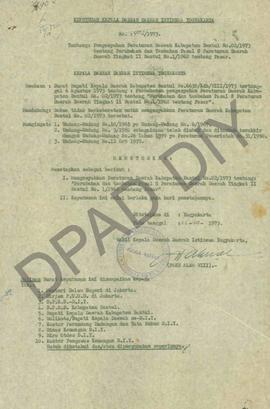Surat Keputusan Kepala Daerah DIY No. 402/1973 tanggal 22 Oktober 1973 tentang pengesahan Peratur...