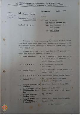 Undangan penunjukan Rekanan pembangunan Prasarana Fiosik pemerintah 1989/ 1990 dengan pekerjaan p...