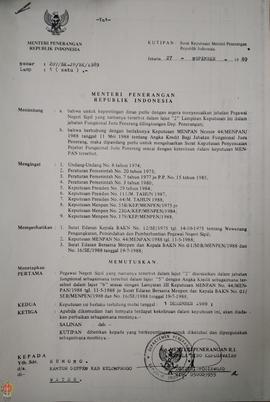 Bendel Kutipan Surat Keputusan Menteri Penerangan Republik Indonesia Nomor : 207/ SK-JP/BK/1989 m...