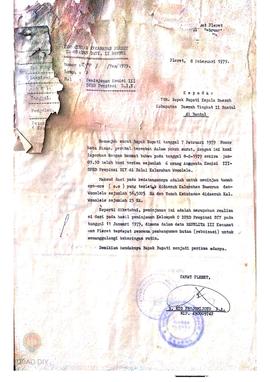 Surat dari  Camat  Pleret No. 290/ -/ Pem/ 1979 tanggal 8 Pebruari 1979 kepada Bupati Dati II Ban...