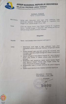 Bendel surat tugas bagi pegawai Arsip Nasional Republik Indonesia wilayah Provinsi Jawa Tengah un...