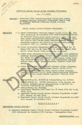 Surat Keputusan Kepala Daerah DIY No. 446/1973 tanggal  1 November 1973 tentang Pemberian Ijin Me...