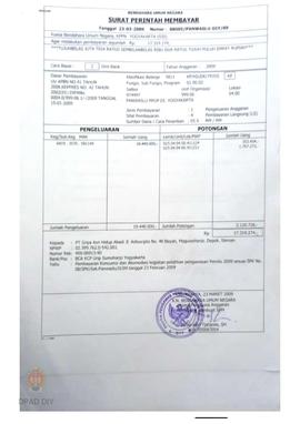 Surat Perintah Membayar No 00005/Panwaslu-DIY/2009 tentang pembayaran konsumsi dan akomodasi kegi...