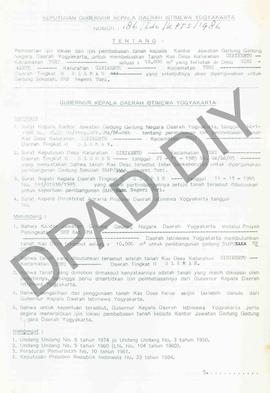 SK Gubernur Kepala DIY Nomor : 186/ldz/KPTS/1986 tentang pemberian ijin lokasi dan ijin pembebasa...