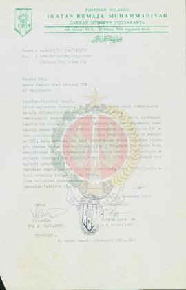 Surat dari Pimpinan Wilayah Ikatan Remaja Muhammadiyah (IRM) kepada Kepala BP-7 Daerah Istimewa Y...