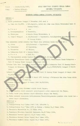 Surat Keputusan Gubernur Kepala  Daerah Istimewa Yogyakarta Nomor : 131/SK/HP/DA/1986 tanggal 3 A...