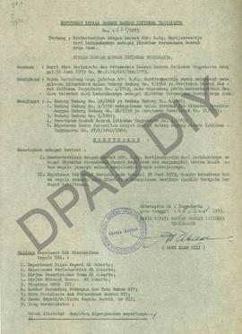 Surat Keputusan Kepala daerah DIY No. 331/1973 tanggal 29 Agustus 1973 tentang pemberhentian deng...