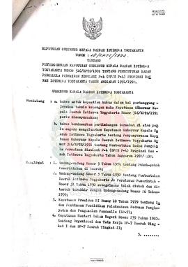 Surat Keputusan Gubernur Kepala Daerah Istimewa Yogyakarta Nomor: 28/KPTS/1992 tentang Penyempurn...