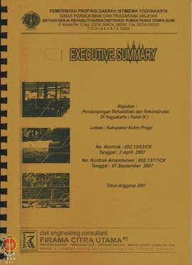 Executive Summary Kegiatan Pendampingan Rehabilitasi dan Rekonstruksi Daerah Istimewa Yogyakarta ...