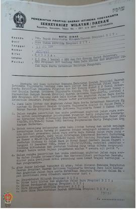 Surat Nomor 551/145 tertanggal 13 Desember 1984 dari Biro Hukum Setwilda Provinsi Daerah  Istimew...