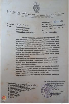 Surat Nomor 518/2140 tertanggal 1 Desember 1984 dari Setwilda Provinsi Daerah Istimewa Yogyakarta...